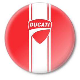 Значок с принтом DUCATI в Белгороде,  металл | круглая форма, металлическая застежка в виде булавки | Тематика изображения на принте: ducati | moto | дукати | мото | мотоспорт