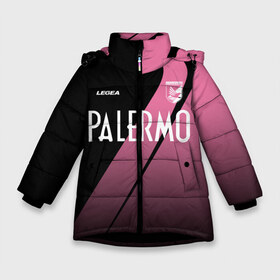 Зимняя куртка для девочек 3D с принтом PALERMO FC в Белгороде, ткань верха — 100% полиэстер; подклад — 100% полиэстер, утеплитель — 100% полиэстер. | длина ниже бедра, удлиненная спинка, воротник стойка и отстегивающийся капюшон. Есть боковые карманы с листочкой на кнопках, утяжки по низу изделия и внутренний карман на молнии. 

Предусмотрены светоотражающий принт на спинке, радужный светоотражающий элемент на пуллере молнии и на резинке для утяжки. | fc | football | fotball club | palermo | palermo fc | palermo football club | palermo uniform | sport | палермо | палермо форма | палермо футбольный клуб | спорт | спортивные | униформа | фирменые цвета | фк | футбол | футбольный клуб
