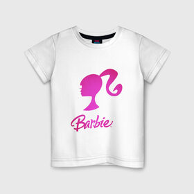 Детская футболка хлопок с принтом Барби в Белгороде, 100% хлопок | круглый вырез горловины, полуприлегающий силуэт, длина до линии бедер | девушка барби | искусство | кукла | логотип | розовый