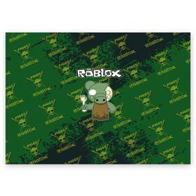 Поздравительная открытка с принтом Свинка Пигги из Roblox в Белгороде, 100% бумага | плотность бумаги 280 г/м2, матовая, на обратной стороне линовка и место для марки
 | pig | piggi | roblox | svinka | игра | пигги