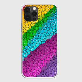 Чехол для iPhone 12 Pro Max с принтом Яркая мозаика в Белгороде, Силикон |  | желтый | зелёный | красный | мозаика | оранжевый | радуга | синий | фиолетовый | цвета | яркие | яркие цвета