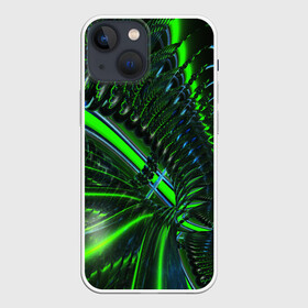 Чехол для iPhone 13 mini с принтом DIGITAL NEON GREEN в Белгороде,  |  | abstract | abstraction | color | fractal | geometry | paitnt | psy | rdtktr | абстракция | геометрия | краски | неоновые | психоделика | фрактал