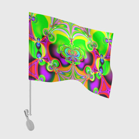 Флаг для автомобиля с принтом КИСЛОТНЫЙ ФРАКТАЛ ГЕОМЕТРИЯ в Белгороде, 100% полиэстер | Размер: 30*21 см | abstract | abstraction | color | fractal | geometry | paitnt | psy | rdtktr | абстракция | геометрия | краски | неоновые | психоделика | фрактал