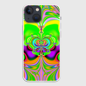 Чехол для iPhone 13 mini с принтом КИСЛОТНЫЙ ФРАКТАЛ ГЕОМЕТРИЯ в Белгороде,  |  | abstract | abstraction | color | fractal | geometry | paitnt | psy | rdtktr | абстракция | геометрия | краски | неоновые | психоделика | фрактал