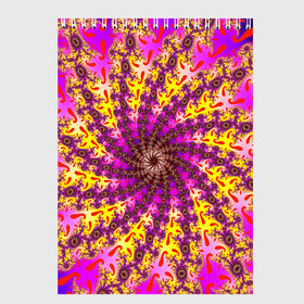 Скетчбук с принтом НЕОНОВЫЙ РОЗОВЫЙ ФРАКТАЛ в Белгороде, 100% бумага
 | 48 листов, плотность листов — 100 г/м2, плотность картонной обложки — 250 г/м2. Листы скреплены сверху удобной пружинной спиралью | Тематика изображения на принте: abstract | abstraction | color | fractal | geometry | paitnt | psy | rdtktr | абстракция | геометрия | краски | неоновые | психоделика | фрактал