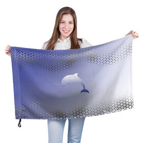 Флаг 3D с принтом Минималистичный дельфин в Белгороде, 100% полиэстер | плотность ткани — 95 г/м2, размер — 67 х 109 см. Принт наносится с одной стороны | dolphin | minimalism | sea | дельфин | минимализм | море