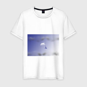 Мужская футболка хлопок с принтом Минималистичный дельфин в Белгороде, 100% хлопок | прямой крой, круглый вырез горловины, длина до линии бедер, слегка спущенное плечо. | dolphin | minimalism | sea | дельфин | минимализм | море