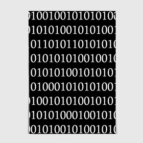 Постер с принтом Black 101 в Белгороде, 100% бумага
 | бумага, плотность 150 мг. Матовая, но за счет высокого коэффициента гладкости имеет небольшой блеск и дает на свету блики, но в отличии от глянцевой бумаги не покрыта лаком | 101 | binary code | black | programming | двоичный код | программировать