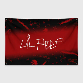 Флаг-баннер с принтом LIL PEEP ЛИЛ ПИП в Белгороде, 100% полиэстер | размер 67 х 109 см, плотность ткани — 95 г/м2; по краям флага есть четыре люверса для крепления | beautiful | daddy | heart | life | lil | lilpeep | music | peep | rap | rapper | rip | tattoo | лил | лилпип | литл | лого | музыка | папочка | пип | рип | рожица | рэп | рэпер | рэперы | сердечко | сердце | символ | тату | татуировки