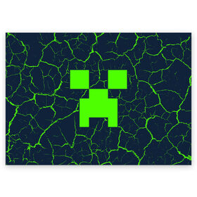 Поздравительная открытка с принтом MINECRAFT / МАЙНКРАФТ в Белгороде, 100% бумага | плотность бумаги 280 г/м2, матовая, на обратной стороне линовка и место для марки
 | craft | creeper | dungeons | game | games | logo | mine | minecraft | miner | rhfan | vfqy | vfqyrhfan | zombie | данжен | зомби | игра | игры | крафт | крипер | лого | логотип | майкрафт | майн | майнкрафт | символ | скфае | ьшту | ьштускфае