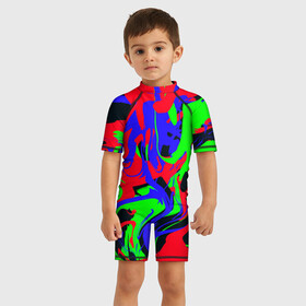 Детский купальный костюм 3D с принтом Абстрактные краски в Белгороде, Полиэстер 85%, Спандекс 15% | застежка на молнии на спине | abstract | art | camo | colorful | digital | fluid | абстракция | арт | камуфляж | краски | цифровой