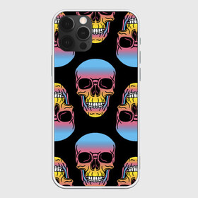 Чехол для iPhone 12 Pro с принтом Neon skull в Белгороде, силикон | область печати: задняя сторона чехла, без боковых панелей | color | grin | jaw | neon | skull | teeth | неон | оскал | пасть | цвет | череп