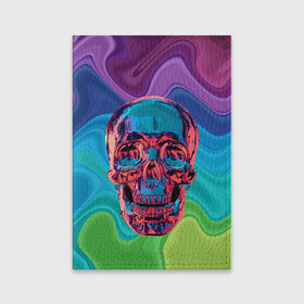 Обложка для паспорта матовая кожа с принтом Color skull в Белгороде, натуральная матовая кожа | размер 19,3 х 13,7 см; прозрачные пластиковые крепления | Тематика изображения на принте: color | jaw | neon | skull | teeth | vanguard | авангард | зубы | неон | пасть | цвет | череп