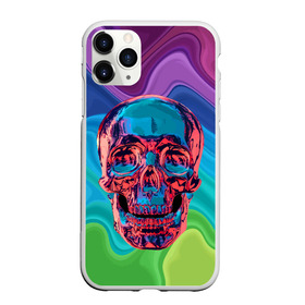 Чехол для iPhone 11 Pro Max матовый с принтом Color skull в Белгороде, Силикон |  | Тематика изображения на принте: color | jaw | neon | skull | teeth | vanguard | авангард | зубы | неон | пасть | цвет | череп