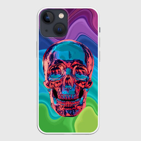 Чехол для iPhone 13 mini с принтом Color skull в Белгороде,  |  | color | jaw | neon | skull | teeth | vanguard | авангард | зубы | неон | пасть | цвет | череп