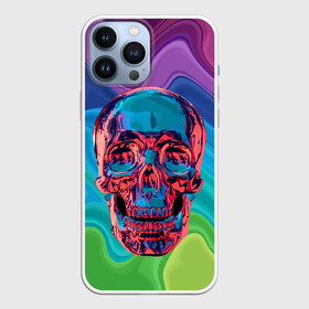 Чехол для iPhone 13 Pro Max с принтом Color skull в Белгороде,  |  | Тематика изображения на принте: color | jaw | neon | skull | teeth | vanguard | авангард | зубы | неон | пасть | цвет | череп