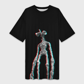 Платье-футболка 3D с принтом Siren Head Glitch в Белгороде,  |  | Тематика изображения на принте: glitch | glitch siren head | rgb | siren head | sirena | глитч | глич | ретро | сирейноголовый | сирена | сиреноголовый