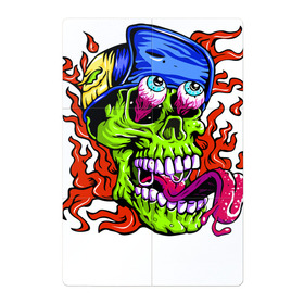 Магнитный плакат 2Х3 с принтом Cool skull в Белгороде, Полимерный материал с магнитным слоем | 6 деталей размером 9*9 см | eyes | fire | flame | grin | jaw | skull | teeth | tongue | глаза | зубы | огонь | оскал | пасть | пламя | череп | язык