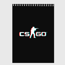 Скетчбук с принтом CSGO GLITCH LOGO в Белгороде, 100% бумага
 | 48 листов, плотность листов — 100 г/м2, плотность картонной обложки — 250 г/м2. Листы скреплены сверху удобной пружинной спиралью | Тематика изображения на принте: 1.6 | counter strike | csgo | glitch | logo shuter | trand | контр страйк | стрелялки