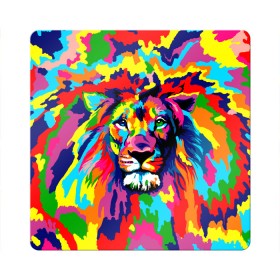Магнит виниловый Квадрат с принтом Лев Artistic Art в Белгороде, полимерный материал с магнитным слоем | размер 9*9 см, закругленные углы | king | lion | neon | африка | голова | граффити | грива | дикий | животные | зверь | зодиак | картина | король | краски | красочный | лев | львенок | львиное | львица | неон | неоновые | радуга | радужный | рисунок