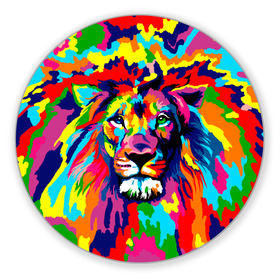 Коврик для мышки круглый с принтом Лев Artistic Art в Белгороде, резина и полиэстер | круглая форма, изображение наносится на всю лицевую часть | Тематика изображения на принте: king | lion | neon | африка | голова | граффити | грива | дикий | животные | зверь | зодиак | картина | король | краски | красочный | лев | львенок | львиное | львица | неон | неоновые | радуга | радужный | рисунок