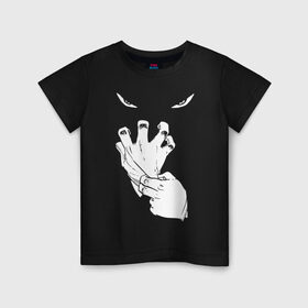 Детская футболка хлопок с принтом Halloween в Белгороде, 100% хлопок | круглый вырез горловины, полуприлегающий силуэт, длина до линии бедер | eyes | ghost | gloves | halloween | глаза | перчатки | привидение | призрак | хэллоуин