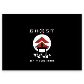 Поздравительная открытка с принтом Ghost of Tsushima в Белгороде, 100% бумага | плотность бумаги 280 г/м2, матовая, на обратной стороне линовка и место для марки
 | Тематика изображения на принте: game | ghost | japan | ninja | samurai | tsushima | аниме | бусидо | воина | игра | кандзи | кимоно | киото | ниндзя | осака | призрак | путь | ронин | самурай | стиль | токио | цусимы | япония | японский