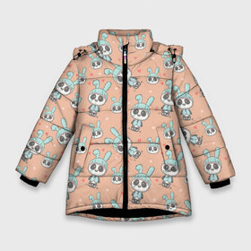 Зимняя куртка для девочек 3D с принтом ЗАЙКИ в Белгороде, ткань верха — 100% полиэстер; подклад — 100% полиэстер, утеплитель — 100% полиэстер. | длина ниже бедра, удлиненная спинка, воротник стойка и отстегивающийся капюшон. Есть боковые карманы с листочкой на кнопках, утяжки по низу изделия и внутренний карман на молнии. 

Предусмотрены светоотражающий принт на спинке, радужный светоотражающий элемент на пуллере молнии и на резинке для утяжки. | девушкам | детская | детям | женская | животные | зайка | зайки | заяц | кролик | милота | милый | паттерн