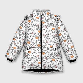 Зимняя куртка для девочек 3D с принтом МИШКИ в Белгороде, ткань верха — 100% полиэстер; подклад — 100% полиэстер, утеплитель — 100% полиэстер. | длина ниже бедра, удлиненная спинка, воротник стойка и отстегивающийся капюшон. Есть боковые карманы с листочкой на кнопках, утяжки по низу изделия и внутренний карман на молнии. 

Предусмотрены светоотражающий принт на спинке, радужный светоотражающий элемент на пуллере молнии и на резинке для утяжки. | девушкам | детская | детям | женская | животные | медведи | медведь | медвежата | медвежатки | милота | милый | мишка | мишки | паттерн