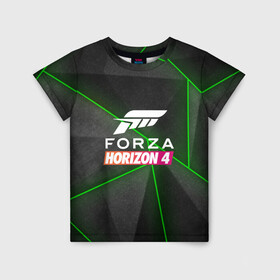 Детская футболка 3D с принтом Forza Horizon 4 Hi-tech в Белгороде, 100% гипоаллергенный полиэфир | прямой крой, круглый вырез горловины, длина до линии бедер, чуть спущенное плечо, ткань немного тянется | 4 | forza | gamer | games | horizon | racing | ultimate | гонки | форза