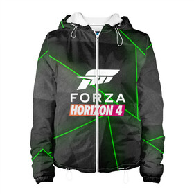 Женская куртка 3D с принтом Forza Horizon 4 Hi-tech в Белгороде, ткань верха — 100% полиэстер, подклад — флис | прямой крой, подол и капюшон оформлены резинкой с фиксаторами, два кармана без застежек по бокам, один большой потайной карман на груди. Карман на груди застегивается на липучку | 4 | forza | gamer | games | horizon | racing | ultimate | гонки | форза