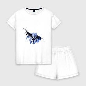 Женская пижама с шортиками хлопок с принтом Nightmare Moon в Белгороде, 100% хлопок | футболка прямого кроя, шорты свободные с широкой мягкой резинкой | злая луна | зло | луна