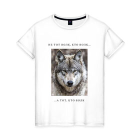 Женская футболка хлопок с принтом волк в Белгороде, 100% хлопок | прямой крой, круглый вырез горловины, длина до линии бедер, слегка спущенное плечо | ауф | волк | волки | фразы ауф | цитаты | цитаты ауф | цитаты про волка