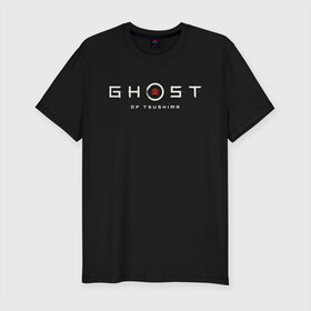 Мужская футболка хлопок Slim с принтом Ghost of Tsushima в Белгороде, 92% хлопок, 8% лайкра | приталенный силуэт, круглый вырез ворота, длина до линии бедра, короткий рукав | ghost | ghost of tsushima | tsishima | призрак | призрак цусимы | цусима