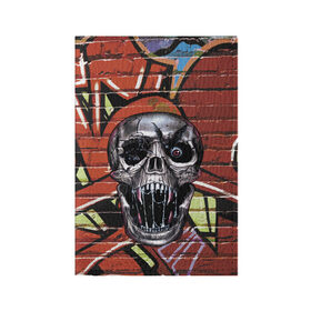 Обложка для паспорта матовая кожа с принтом Horror в Белгороде, натуральная матовая кожа | размер 19,3 х 13,7 см; прозрачные пластиковые крепления | bat | eye | fangs | fear | graffiti | grin | halloween | horror | jaw | saliva | skull | teeth | wall | глаз | граффити | зубы | клыки | летучая мышь | оскал | пасть | слюна | стена | ужас | хэллоуин | череп