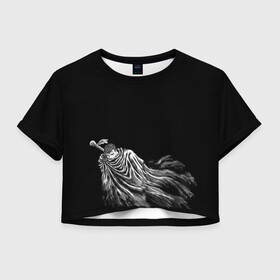 Женская футболка Crop-top 3D с принтом berserk в Белгороде, 100% полиэстер | круглая горловина, длина футболки до линии талии, рукава с отворотами | berserk | аниме | берсерк | гатс | манга | черный мечник