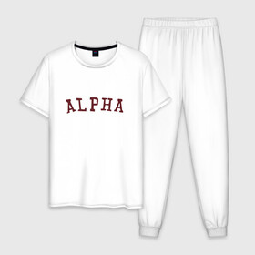 Мужская пижама хлопок с принтом ALPHA в Белгороде, 100% хлопок | брюки и футболка прямого кроя, без карманов, на брюках мягкая резинка на поясе и по низу штанин
 | alpha | альфа | кб | клуб романтики | макс | оборотень