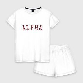 Женская пижама с шортиками хлопок с принтом ALPHA в Белгороде, 100% хлопок | футболка прямого кроя, шорты свободные с широкой мягкой резинкой | alpha | альфа | кб | клуб романтики | макс | оборотень