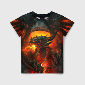 Детская футболка 3D с принтом Огненный Дракон  в Белгороде, 100% гипоаллергенный полиэфир | прямой крой, круглый вырез горловины, длина до линии бедер, чуть спущенное плечо, ткань немного тянется | drag | dragon | арт | динамическое | динозавр | дракон | красивое | фантастика