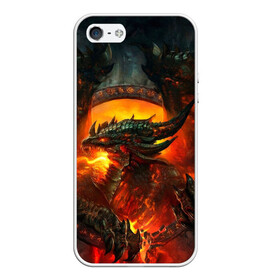 Чехол для iPhone 5/5S матовый с принтом Огненный Дракон в Белгороде, Силикон | Область печати: задняя сторона чехла, без боковых панелей | drag | dragon | арт | динамическое | динозавр | дракон | красивое | фантастика