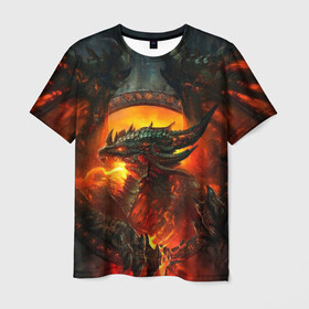 Мужская футболка 3D с принтом Огненный Дракон  в Белгороде, 100% полиэфир | прямой крой, круглый вырез горловины, длина до линии бедер | drag | dragon | арт | динамическое | динозавр | дракон | красивое | фантастика