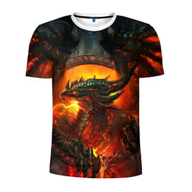 Мужская футболка 3D спортивная с принтом Огненный Дракон в Белгороде, 100% полиэстер с улучшенными характеристиками | приталенный силуэт, круглая горловина, широкие плечи, сужается к линии бедра | Тематика изображения на принте: drag | dragon | арт | динамическое | динозавр | дракон | красивое | фантастика