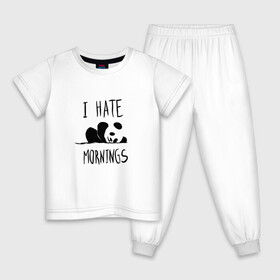 Детская пижама хлопок с принтом Ненавижу утро в Белгороде, 100% хлопок |  брюки и футболка прямого кроя, без карманов, на брюках мягкая резинка на поясе и по низу штанин
 | Тематика изображения на принте: i hate | morning | mornings | panda | pandas | sleep | sleeping | забавная | люблю спать | маленькая | милая | настроение | не высыпаюсь | не люблю | ненавижу | отдых | панда | пандочка | панды | рисунок | смешная | спит | спящая
