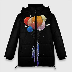 Женская зимняя куртка 3D с принтом Космонавт с воздушными шарами в Белгороде, верх — 100% полиэстер; подкладка — 100% полиэстер; утеплитель — 100% полиэстер | длина ниже бедра, силуэт Оверсайз. Есть воротник-стойка, отстегивающийся капюшон и ветрозащитная планка. 

Боковые карманы с листочкой на кнопках и внутренний карман на молнии | космонавт | космос | невесомость | планеты | шары
