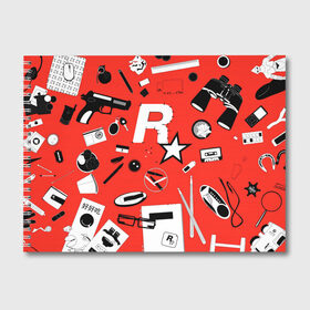Альбом для рисования с принтом Rockstar в Белгороде, 100% бумага
 | матовая бумага, плотность 200 мг. | grand theft auto | gta | max payne | rockstar | гта | игроман | игры | ключи | макс пейн | очки | пистолет | рокстар