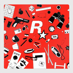 Магнитный плакат 3Х3 с принтом Rockstar в Белгороде, Полимерный материал с магнитным слоем | 9 деталей размером 9*9 см | grand theft auto | gta | max payne | rockstar | гта | игроман | игры | ключи | макс пейн | очки | пистолет | рокстар