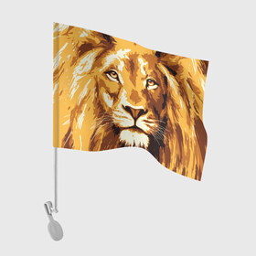 Флаг для автомобиля с принтом Взгляд льва в Белгороде, 100% полиэстер | Размер: 30*21 см | арт | грива | деко | жедтая | животные | закат | зверей | золото | кошка | лев | лето | львенок | неоновая | очки | пляж | прайд | разноцветная | солнце | тигр | узоры | царь | яркие