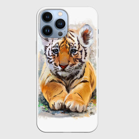 Чехол для iPhone 13 Pro Max с принтом Tiger Art в Белгороде,  |  | art | blue | dinamic picture | lion | tiger | white | арт | животные | картинка | лев | рисунок | тигр