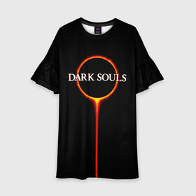 Детское платье 3D с принтом Dark Souls в Белгороде, 100% полиэстер | прямой силуэт, чуть расширенный к низу. Круглая горловина, на рукавах — воланы | Тематика изображения на принте: black sun | bonfire | dark souls | dark souls 3 | dark souls logo | ds 3 | game | souls | sun | you died | дарк соулз | дарк соулс | дарк соулс лого | дс 3 | затмение | игра | солнечное затмение | солнце | темная душа | темные души | черное