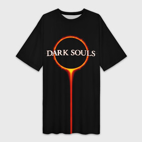 Платье-футболка 3D с принтом Dark Souls в Белгороде,  |  | black sun | bonfire | dark souls | dark souls 3 | dark souls logo | ds 3 | game | souls | sun | you died | дарк соулз | дарк соулс | дарк соулс лого | дс 3 | затмение | игра | солнечное затмение | солнце | темная душа | темные души | черное